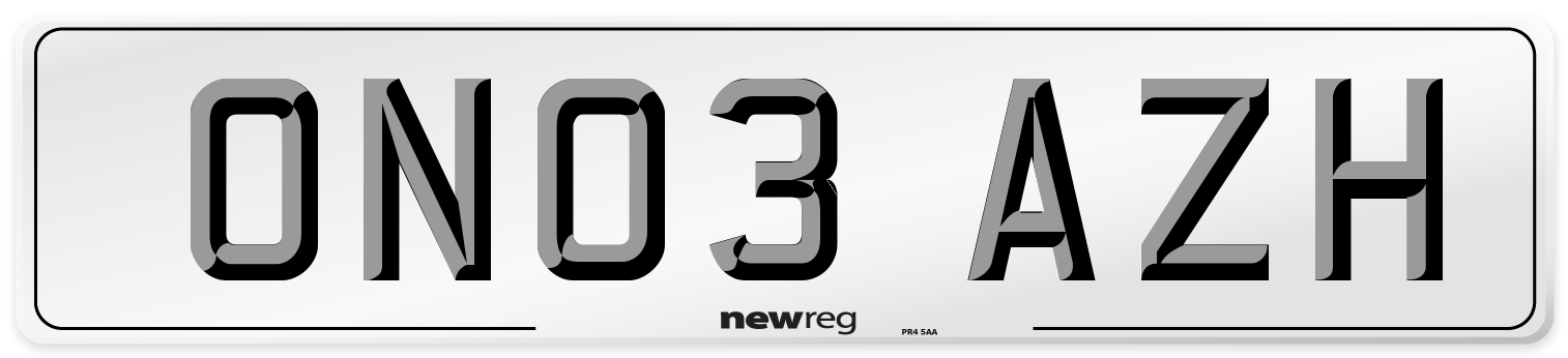 ON03 AZH Number Plate from New Reg